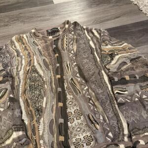 vintage tundra coogi style 3D knit sweater 90s L